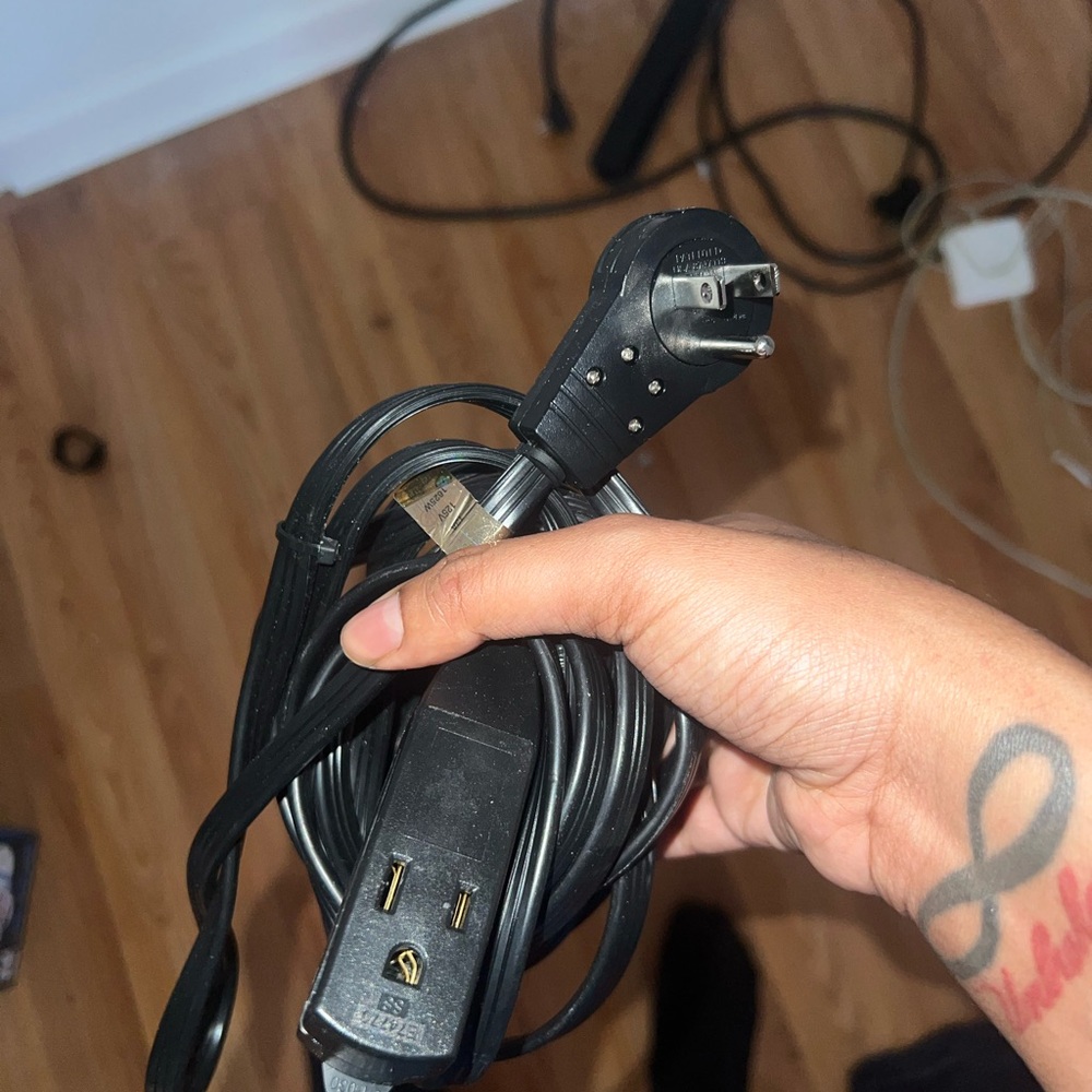 7 ft Black Power Extension Cord with 3-Prong Plug